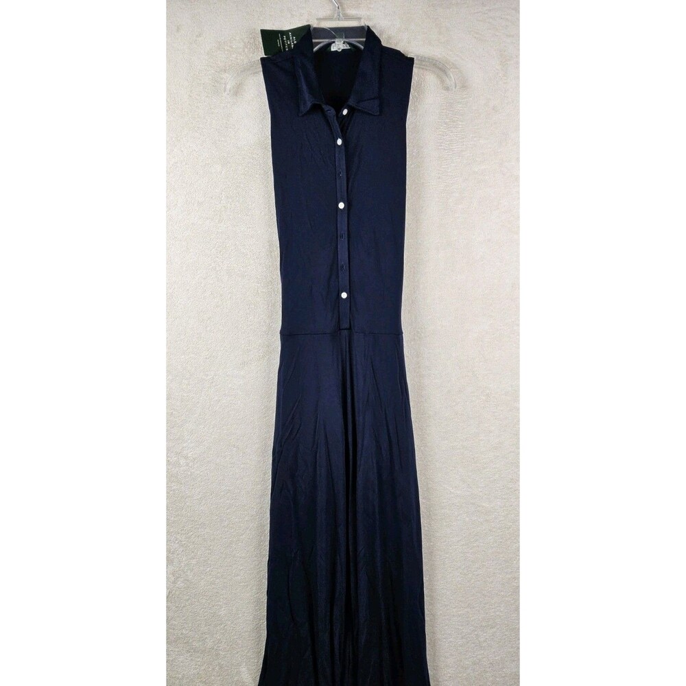 Lauren Ralph Lauren Women's Sleeveless Button Jumper Romper Navy Size XL